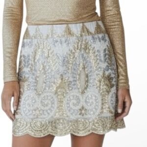 Elegant white, silver and gold Sequined Skirt